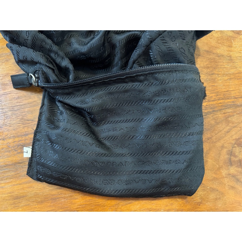 Prada Tessuto Nylon Tote Bag Black Triangle Logo Vintage Zip Top Shoulder Bag - Picture 11 of 11